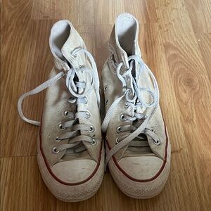 Converse All Star Cream High-Tops with Red and Blue Accents